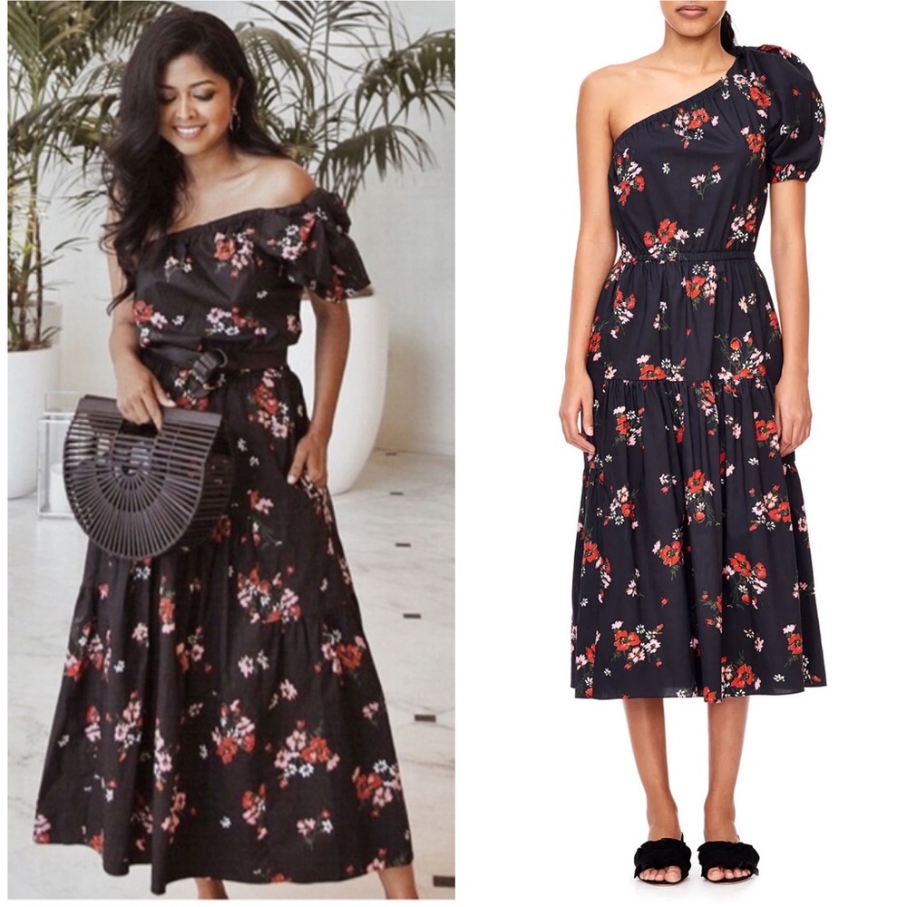 Rebecca Taylor Marguerite Floral Dress Black Sz 4